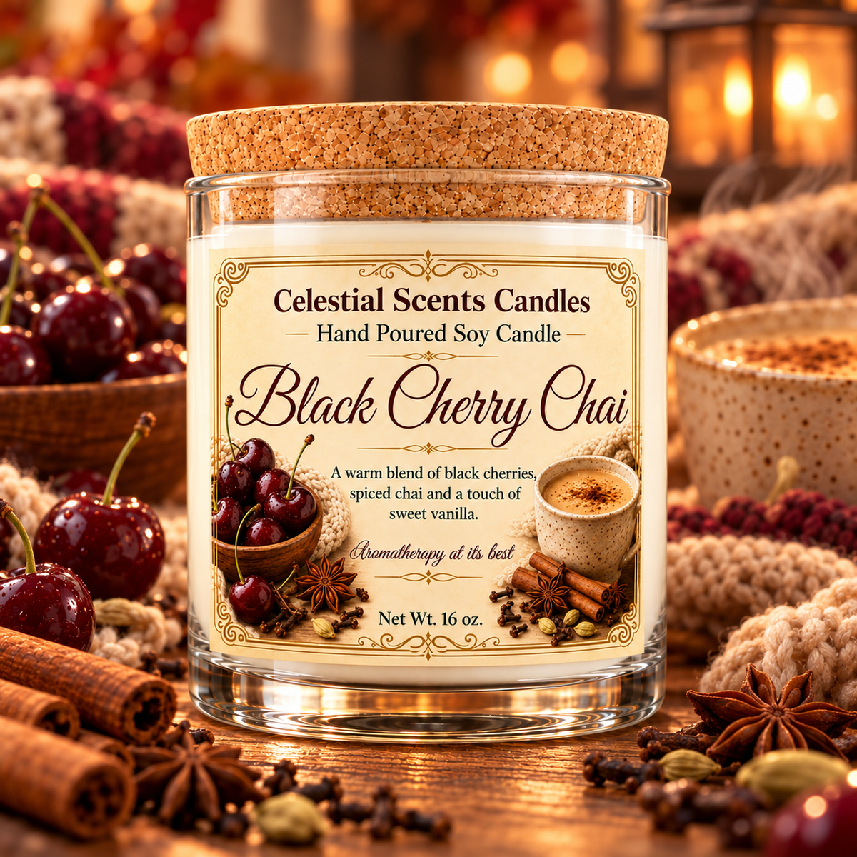 Black Cherry Chai Soy Candle