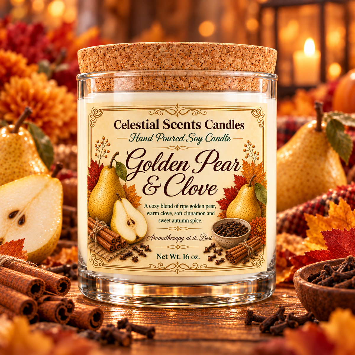 Golden Pear & Clove Soy Candle