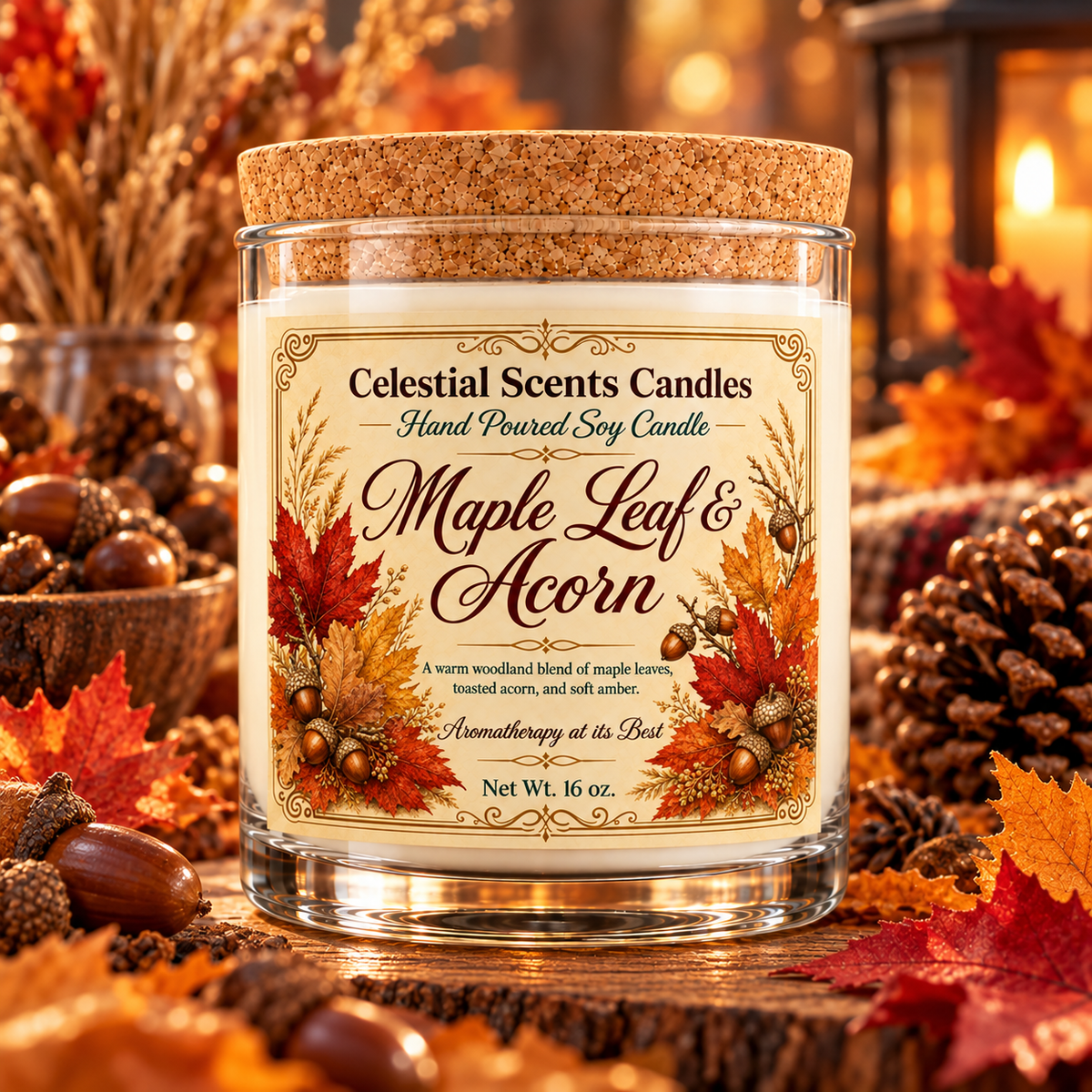 Maple Leaf & Acorn Soy Candle