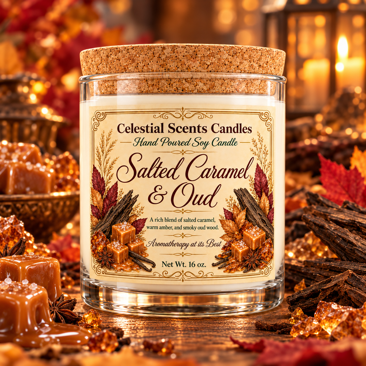 Salted Caramel & Oud Soy Candle