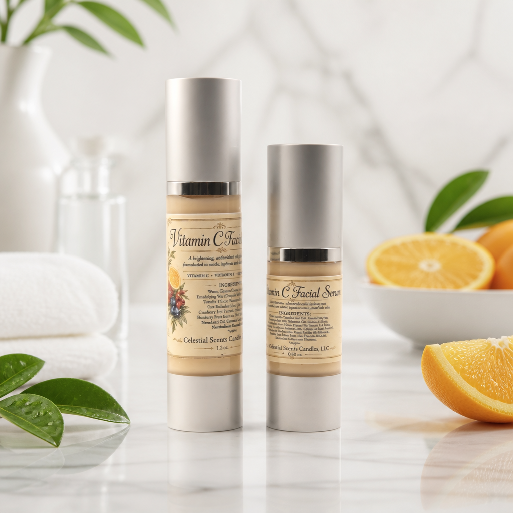 Vitamin C Facial Serum 0.60oz and 1.2oz bottles by Celestial Scents Candles